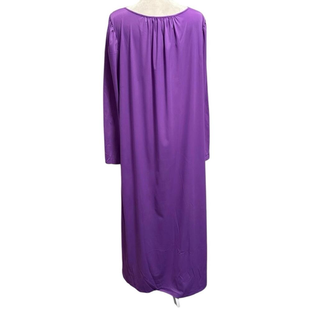 Shadowline Size L Nightgown Full Length Long Sleeves Purple Modest Embroidered - Picture 2 of 4